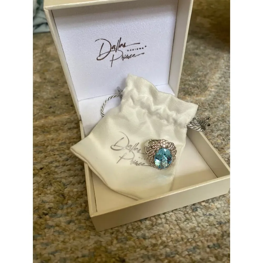 Dallas Prince Blue Topaz & White Zircon Ring, Sterling Silver, 379$ Sz 6